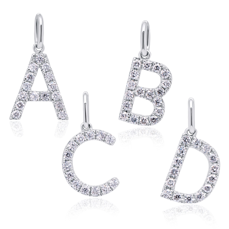 initials 18ct White Gold Diamond D Bracelet